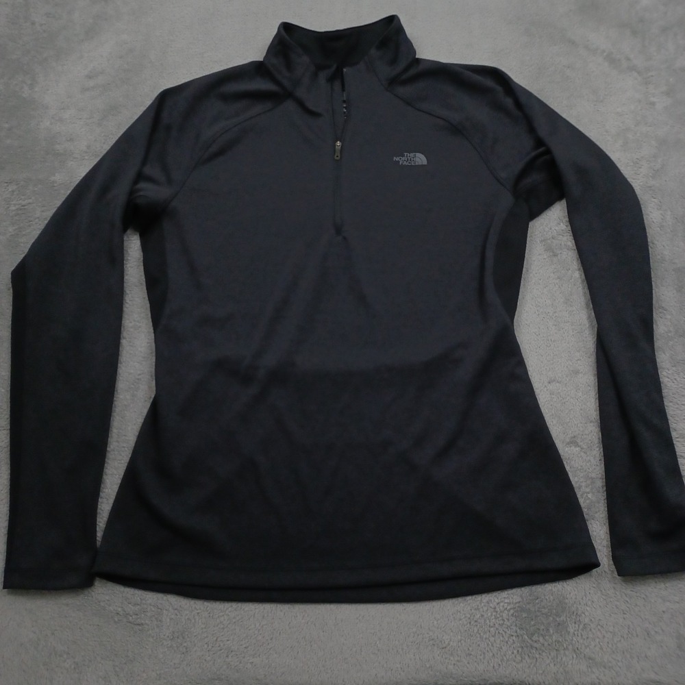 North Face Sweater Womens Large Black 1/4 Zip Pullover Outdoor Casual
